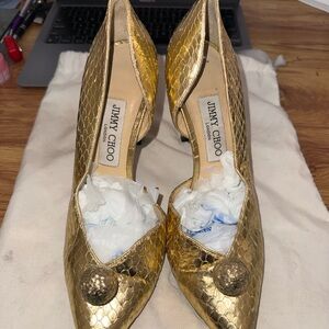 Jimmy Choo Gold Textured Heels